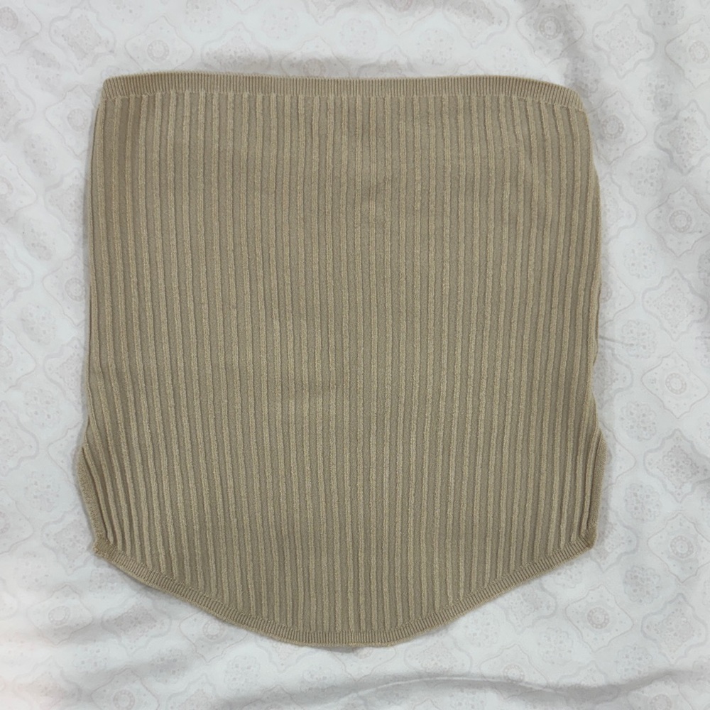 Tan Ribbed Knit Tube Top - Picture 2 of 5